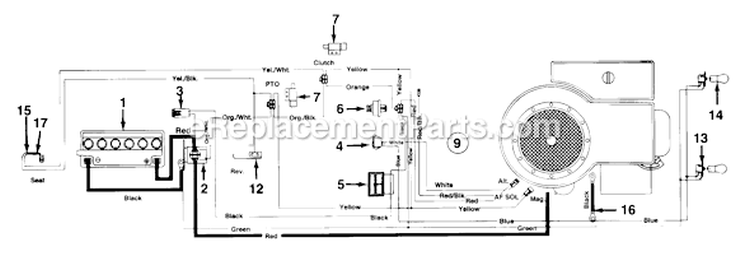 Page C Diagram and Parts List for 135M679G000 1995 MTD Lawn Tractor