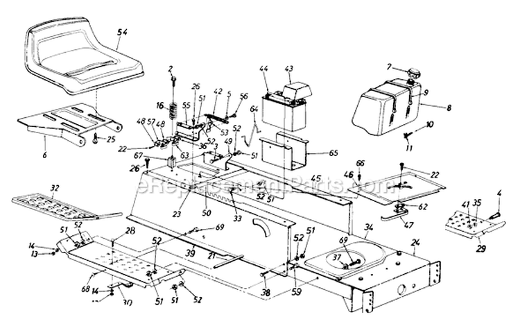 Page F Diagram and Parts List for 135M679G000 1995 MTD Lawn Tractor