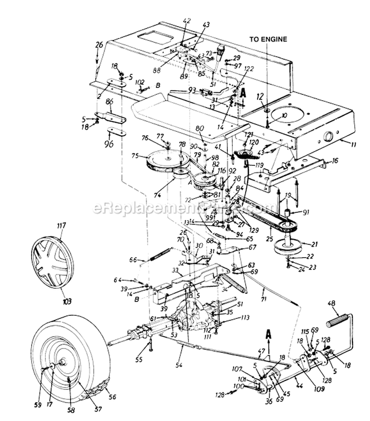Page E Diagram and Parts List for 135O675G000 1995 MTD Lawn Tractor