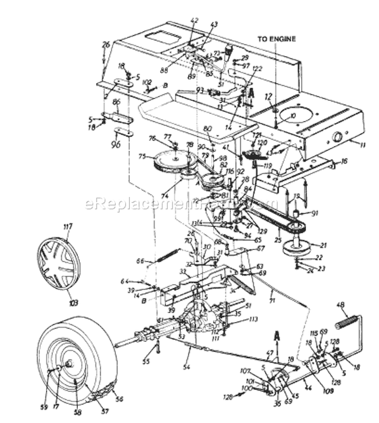 Page E Diagram and Parts List for 135O679H033 1995 MTD Lawn Tractor