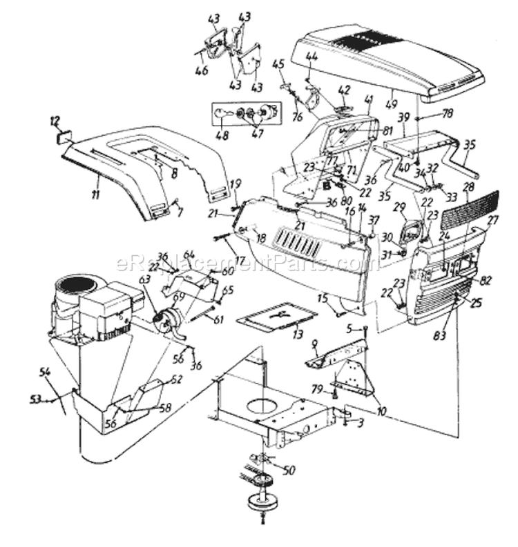Page G Diagram and Parts List for 135O679H033 1995 MTD Lawn Tractor
