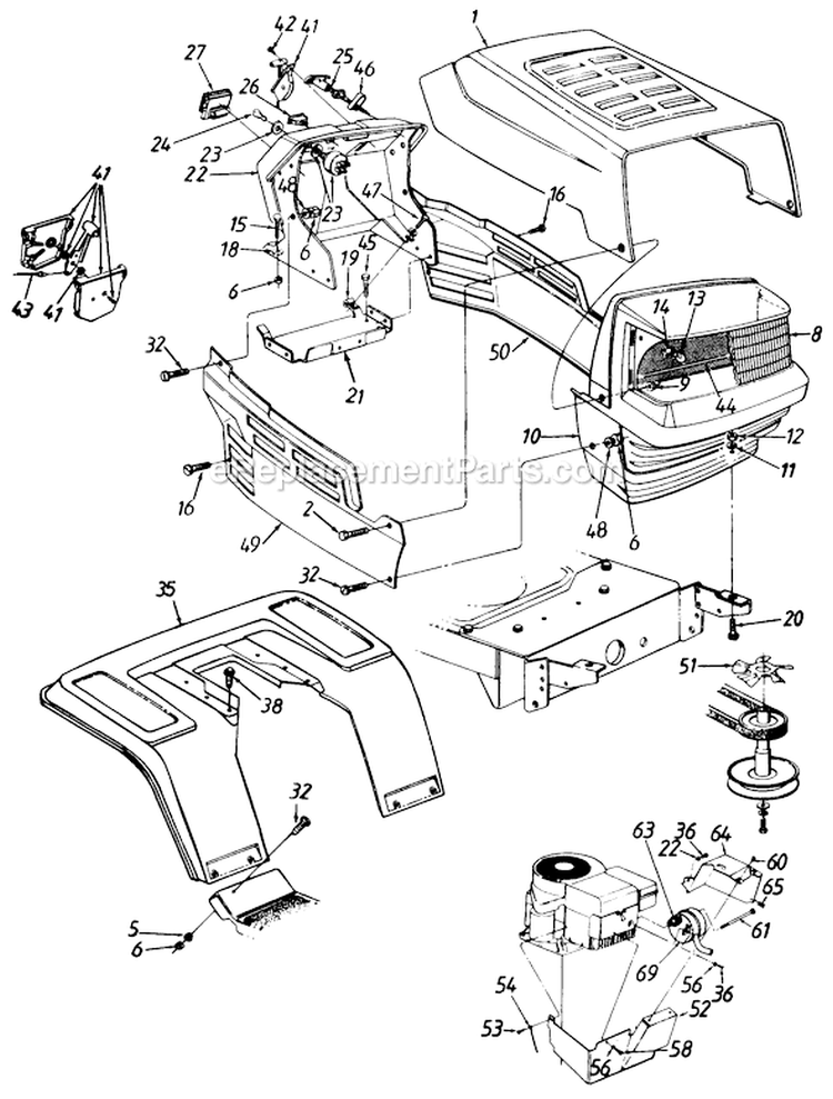Page E Diagram and Parts List for 135O695H722 1995 MTD Lawn Tractor
