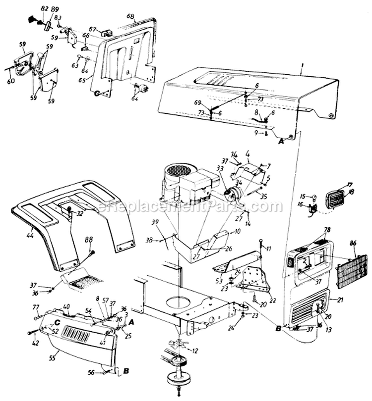Page E Diagram and Parts List for 135O698G704 1995 MTD Lawn Tractor