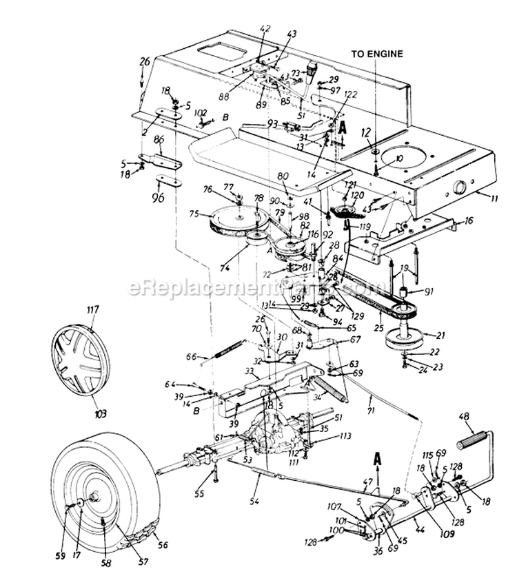 Page E Diagram and Parts List for 135P670H229 1995 MTD Lawn Tractor
