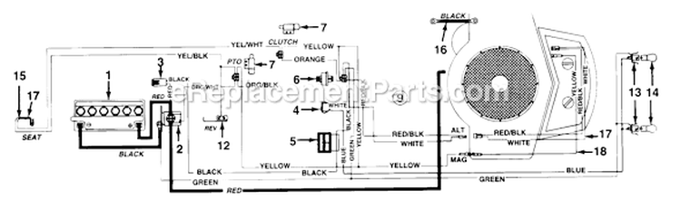 Page C Diagram and Parts List for 135P679H715 1995 MTD Lawn Tractor