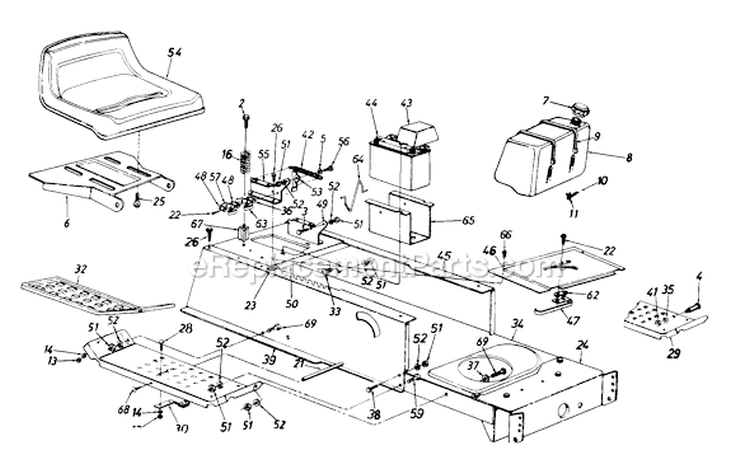 Page F Diagram and Parts List for 135P679H033 1995 MTD Lawn Tractor
