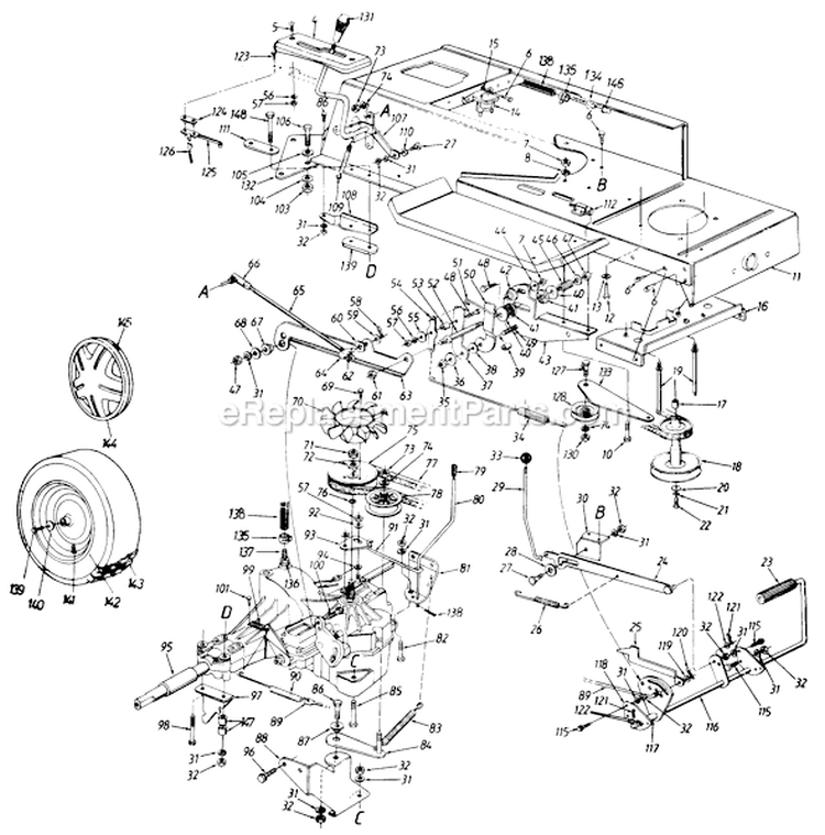 Page C Diagram and Parts List for 135R699G098 1995 MTD Lawn Tractor