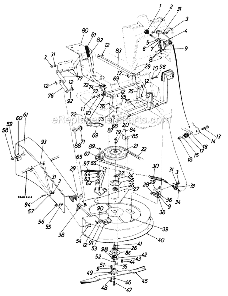 Page H Diagram and Parts List for 136-528-057 1986 MTD Lawn Tractor