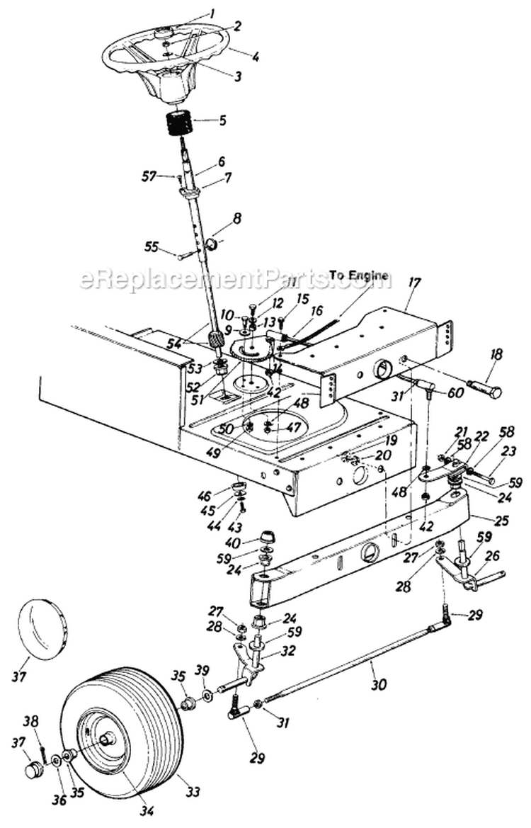 Page K Diagram and Parts List for 136-625-002 1986 MTD Lawn Tractor