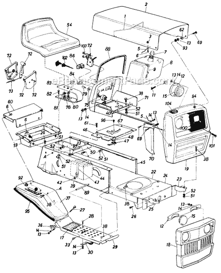 Page G Diagram and Parts List for 139-696-000 1986 MTD Lawn Tractor