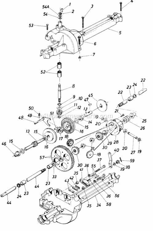 Single_Speed_Transaxle_Right_Hand Diagram and Parts List for 136-696-000 1986 MTD Lawn Tractor