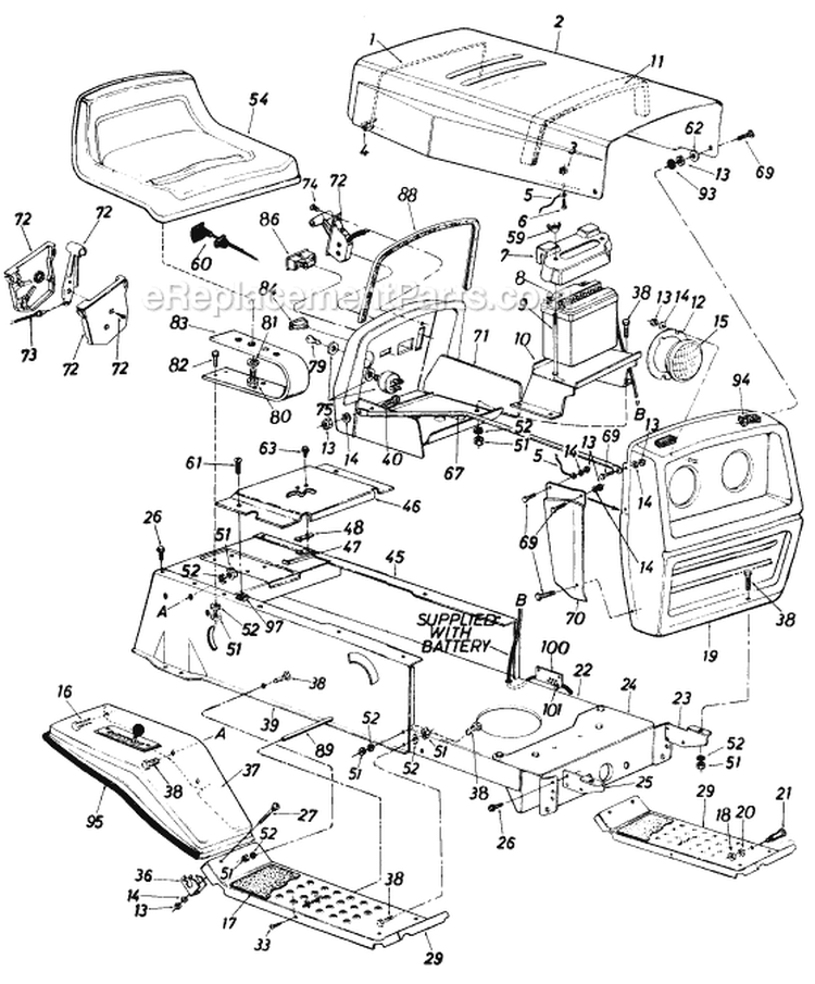 Page F Diagram and Parts List for 136-700-002 1986 MTD Lawn Tractor