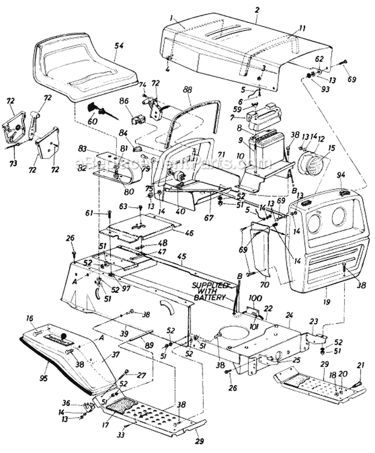 Page F Diagram and Parts List for 136-704-000 1986 MTD Lawn Tractor
