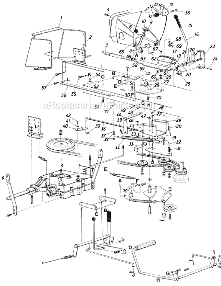 Page B Diagram and Parts List for 136-744-009 1986 MTD Lawn Tractor