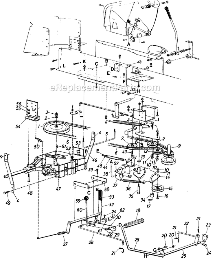 Page F Diagram and Parts List for 136-746-726 1986 MTD Lawn Tractor