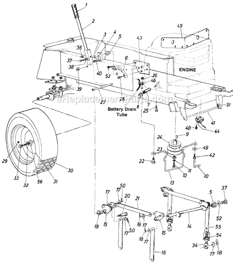 Page H Diagram and Parts List for 136-746-726 1986 MTD Lawn Tractor