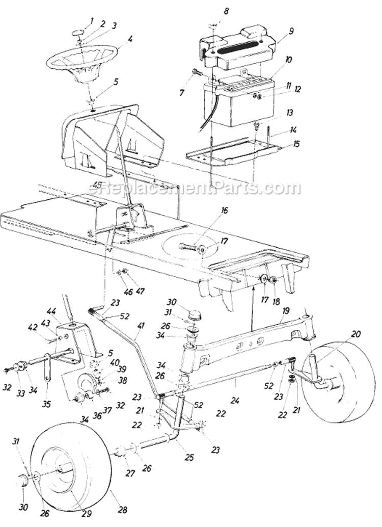 Page F Diagram and Parts List for 136-782-019 1986 MTD Lawn Tractor