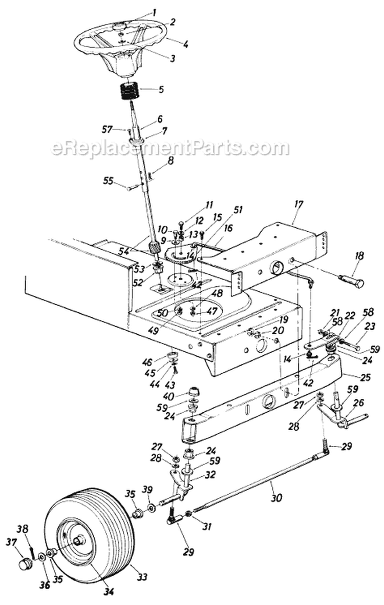 Page E Diagram and Parts List for 13611S 1985 MTD Lawn Tractor
