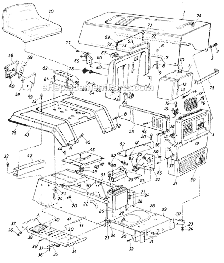 Page E Diagram and Parts List for 13618C 1986 MTD Lawn Tractor