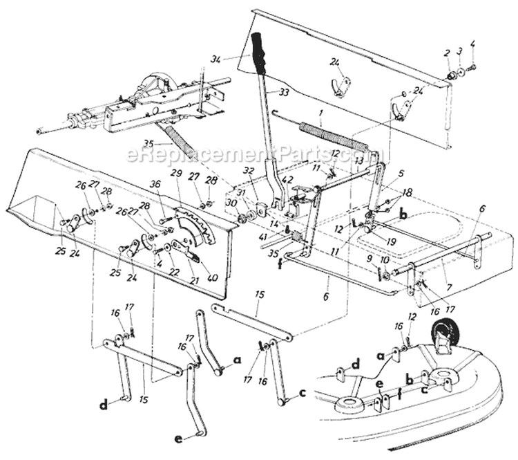 Page E Diagram and Parts List for 13618S 1985 MTD Lawn Tractor