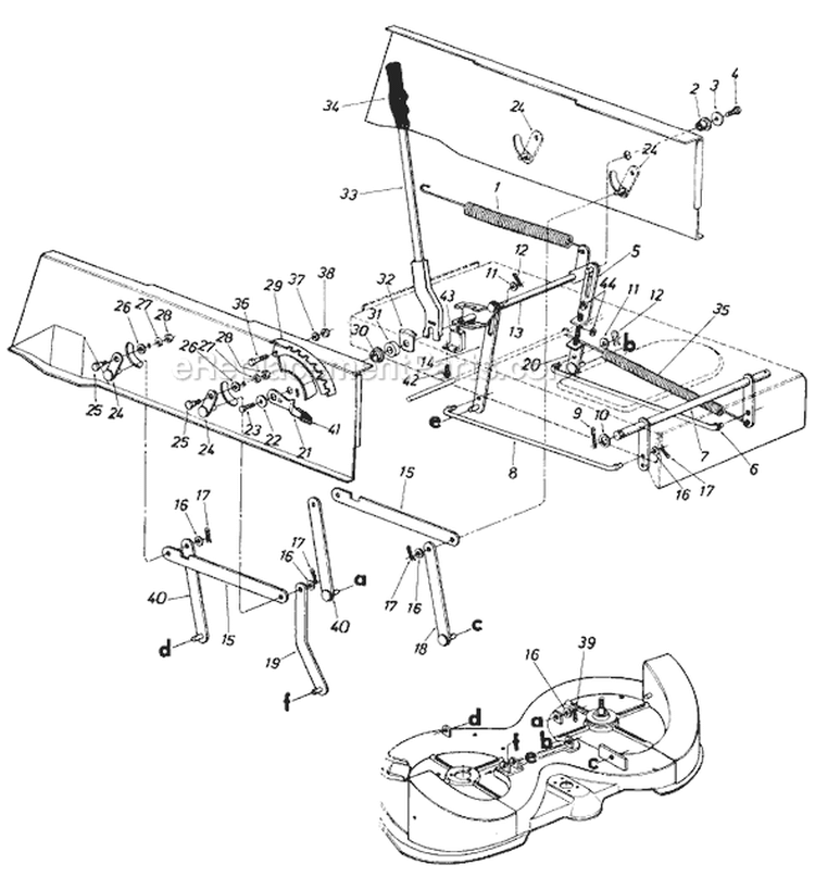 Page E Diagram and Parts List for 13619S 1985 MTD Lawn Tractor