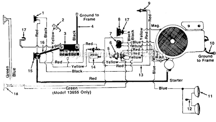 Page B Diagram and Parts List for 13637-8 1988 MTD Lawn Tractor