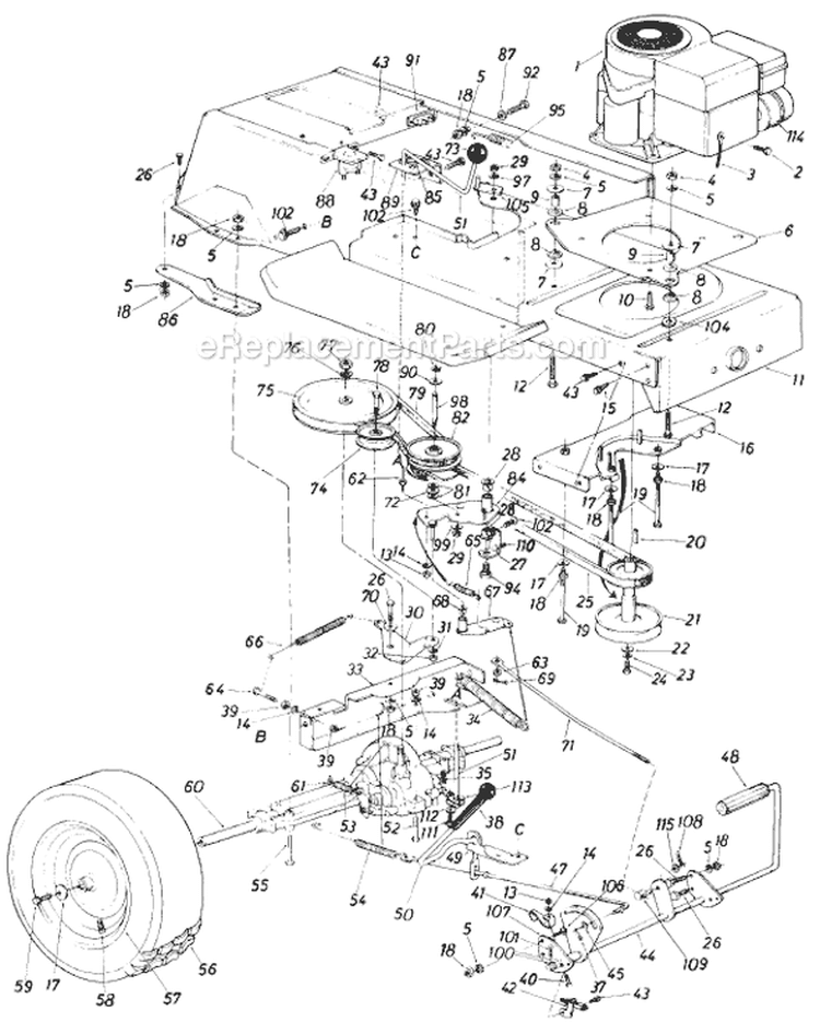 Page D Diagram and Parts List for 13637-8 1988 MTD Lawn Tractor