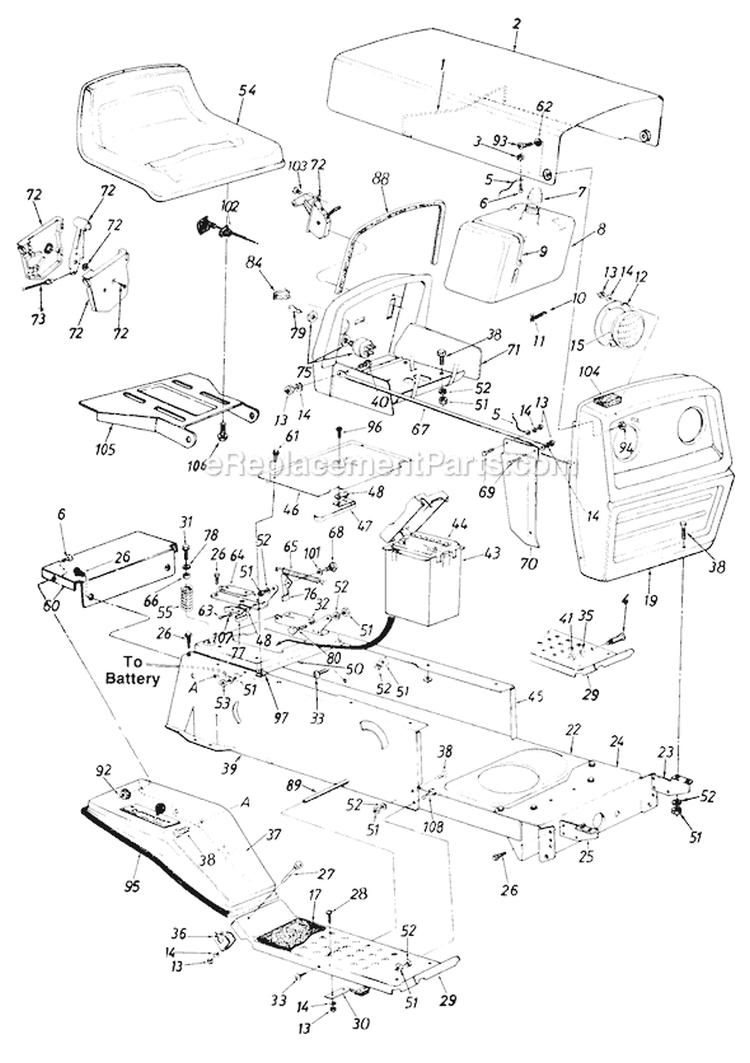 Page C Diagram and Parts List for 13637-9 1989 MTD Lawn Tractor