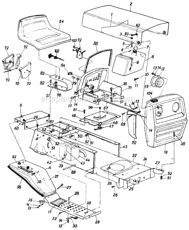 Page B Diagram and Parts List for 13637A8 1988 MTD Lawn Tractor