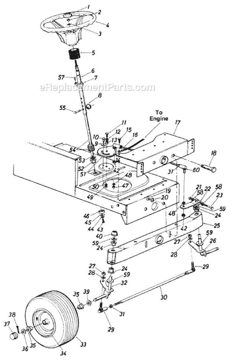 Page L Diagram and Parts List for 13649C 1986 MTD Lawn Tractor