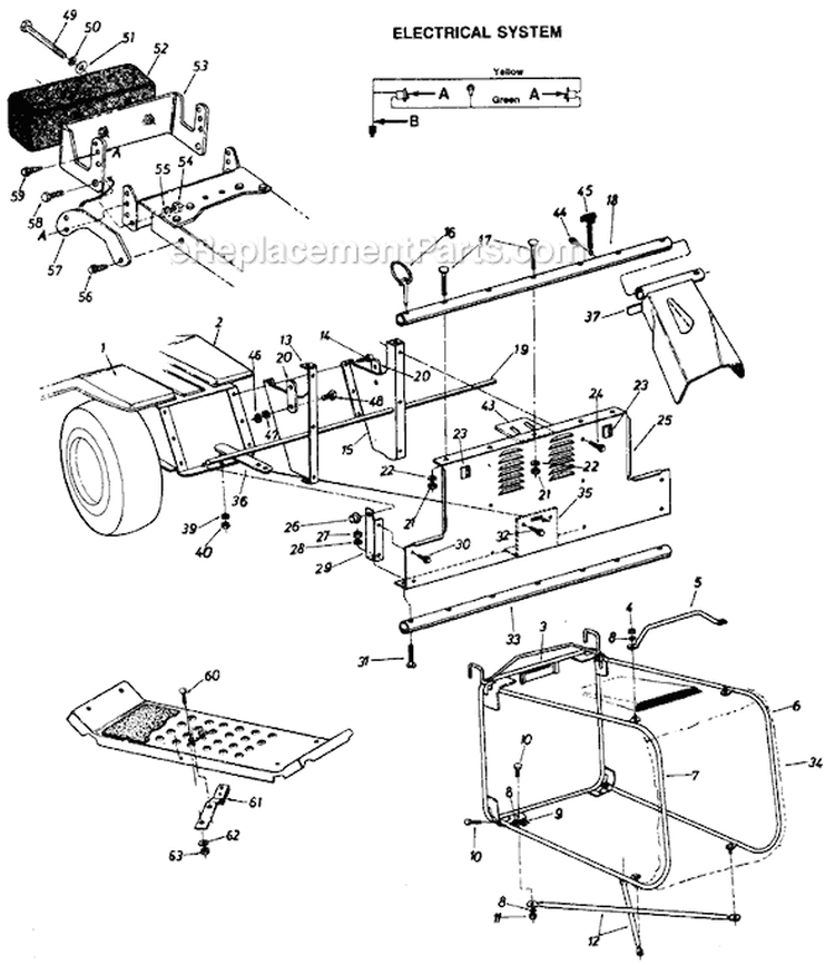 Page B Diagram and Parts List for 13649C 1986 MTD Lawn Tractor
