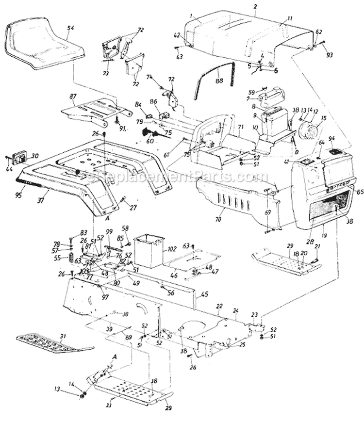 Page D Diagram and Parts List for 13665-7 1988 MTD Lawn Tractor