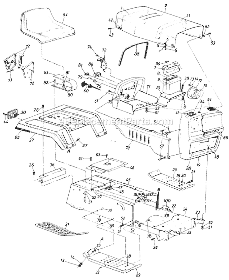 Page F Diagram and Parts List for 13665-7 1988 MTD Lawn Tractor