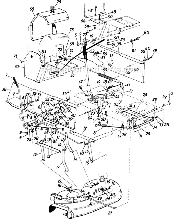 Page C Diagram and Parts List for 13675-7 1987 MTD Lawn Tractor