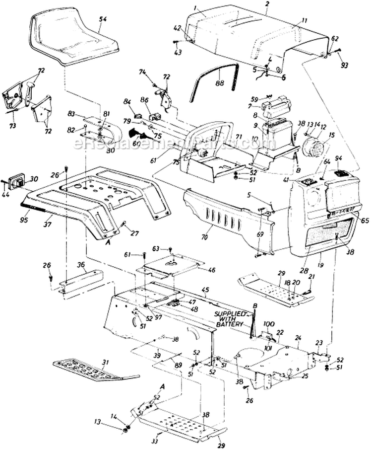 Page E Diagram and Parts List for 13675-7 1987 MTD Lawn Tractor