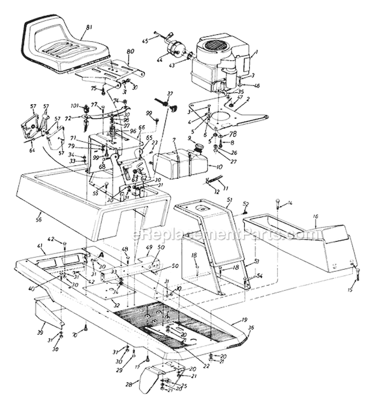 Page D Diagram and Parts List for 136F560B098 1628272 -1996 MTD Lawn Tractor