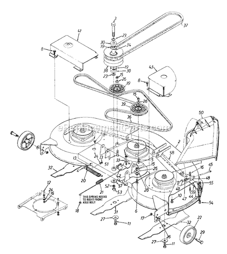 Page E Diagram and Parts List for 136G679H138 1996 MTD Lawn Tractor