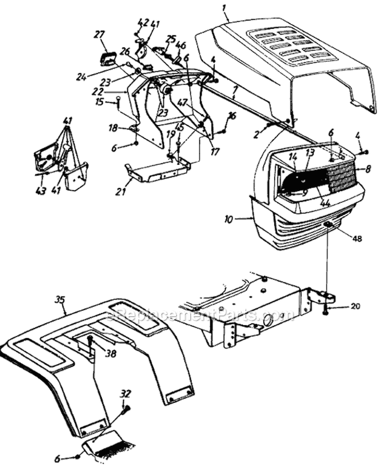 Page E Diagram and Parts List for 136G690G706 1996 MTD Lawn Tractor