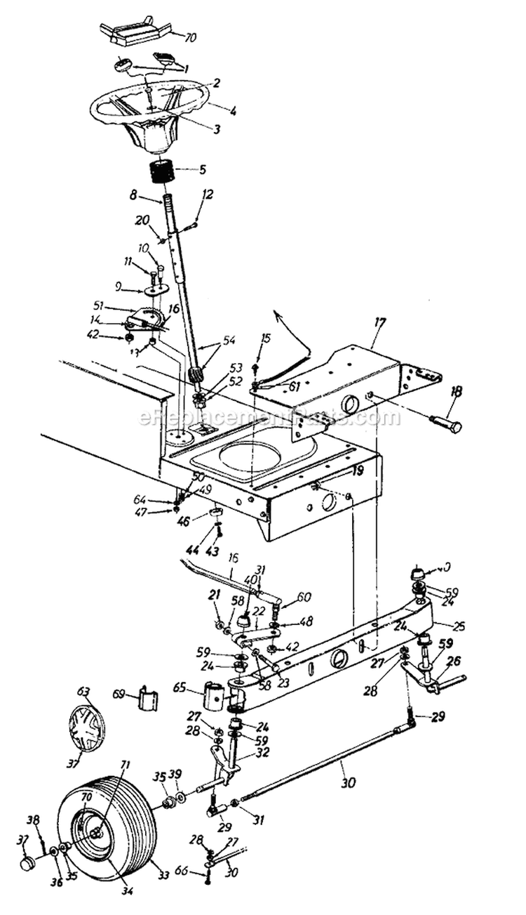 Page R Diagram and Parts List for 136G765N704 481-2368 -1996 MTD Lawn Tractor