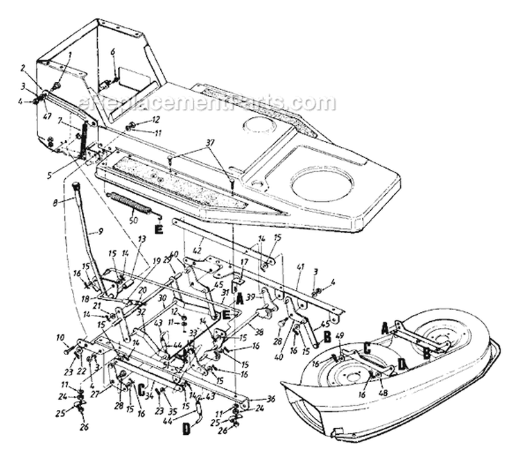 Page B Diagram and Parts List for 136H450F229 132-080 -1996 MTD Lawn Tractor