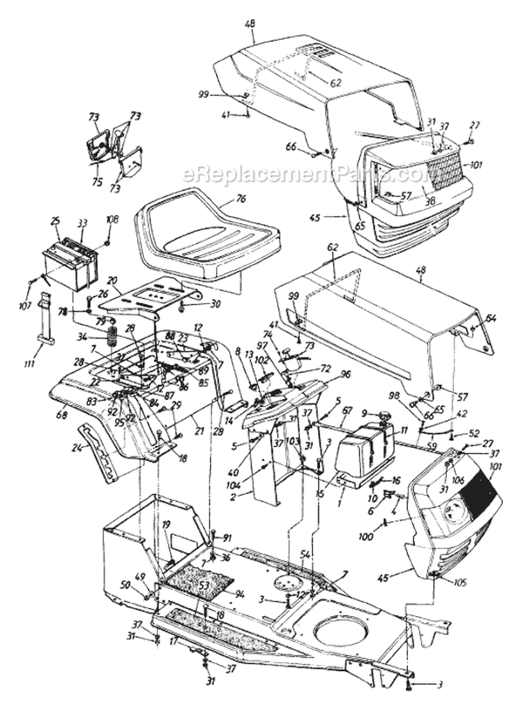 Page D Diagram and Parts List for 136H450F229 132-080 -1996 MTD Lawn Tractor