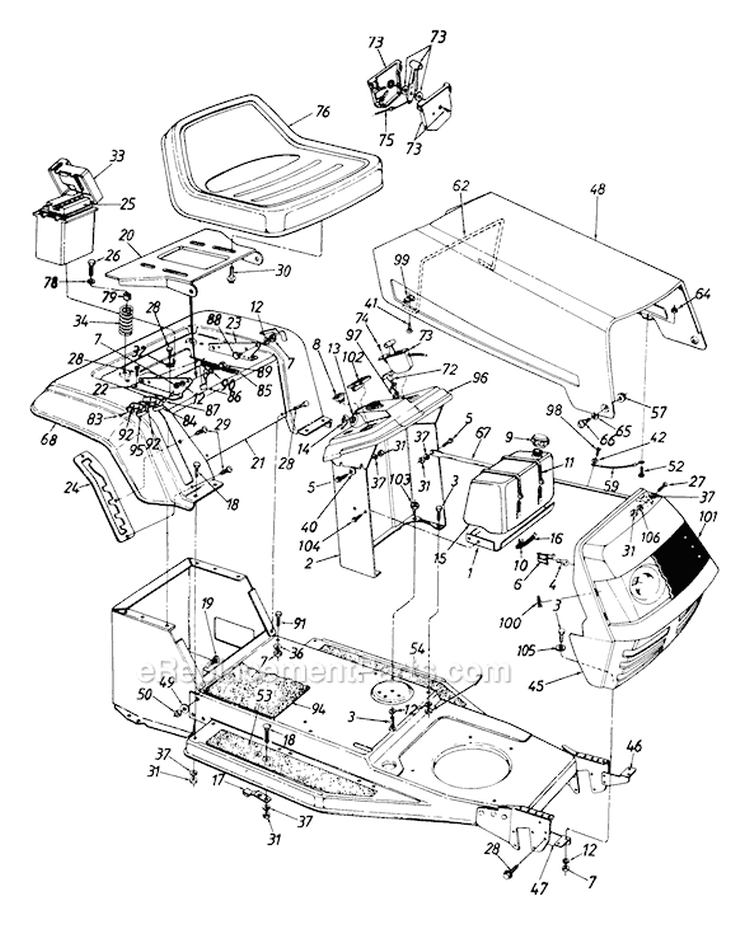 Page D Diagram and Parts List for 136H451F138 1996 MTD Lawn Tractor