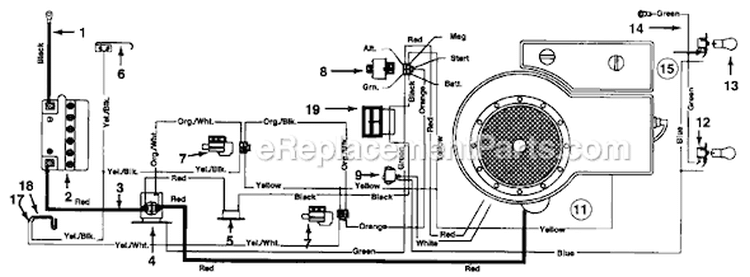Page C Diagram and Parts List for 136HE451F077 90709 -1996 MTD Lawn Tractor