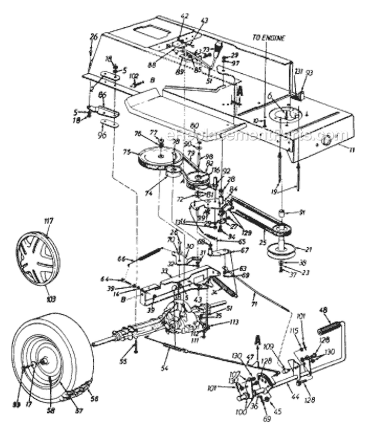 Page C Diagram and Parts List for 136L660F077 95178 -1996 MTD Lawn Tractor