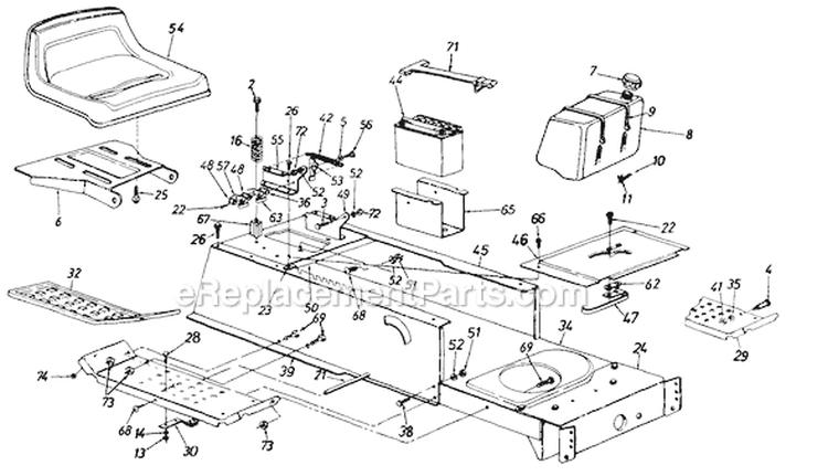 Page H Diagram and Parts List for 136L660G134 319-911 -1996 MTD Lawn Tractor