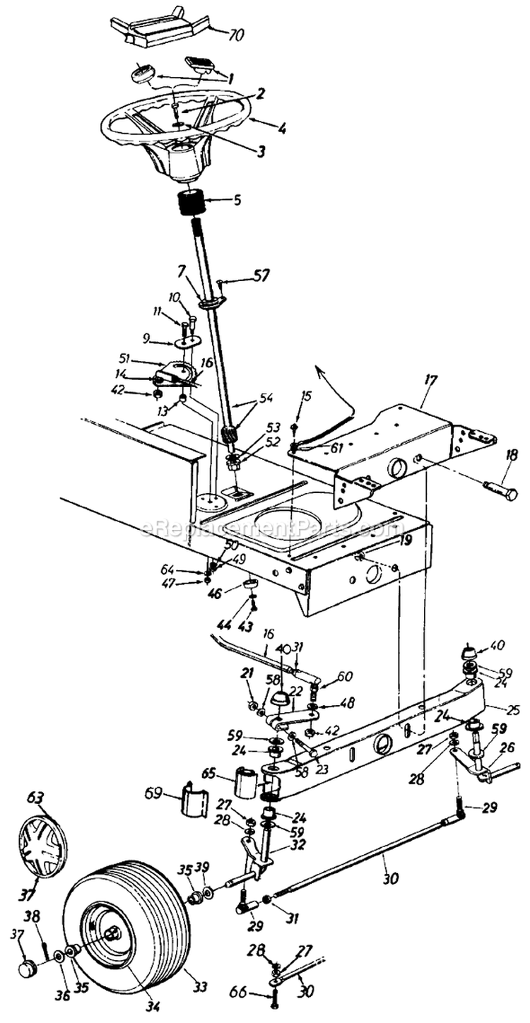 Page J Diagram and Parts List for 136L673F715 1996 MTD Lawn Tractor