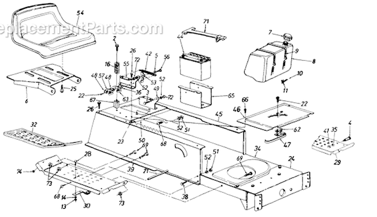Page H Diagram and Parts List for 136L677F141 1996 MTD Lawn Tractor