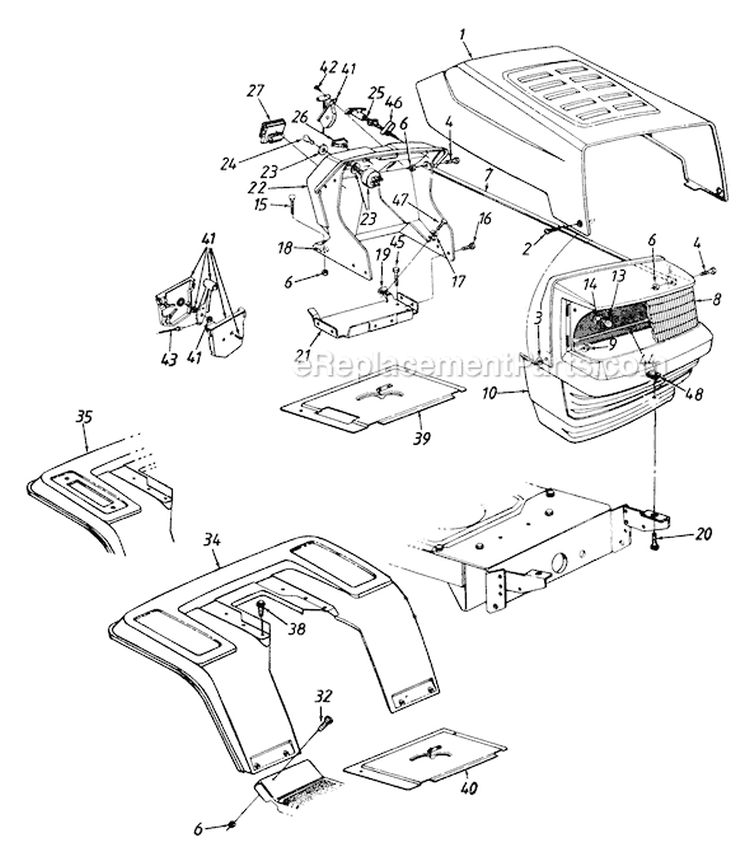 Page E Diagram and Parts List for 136M660G062 43995 -1996 MTD Lawn Tractor