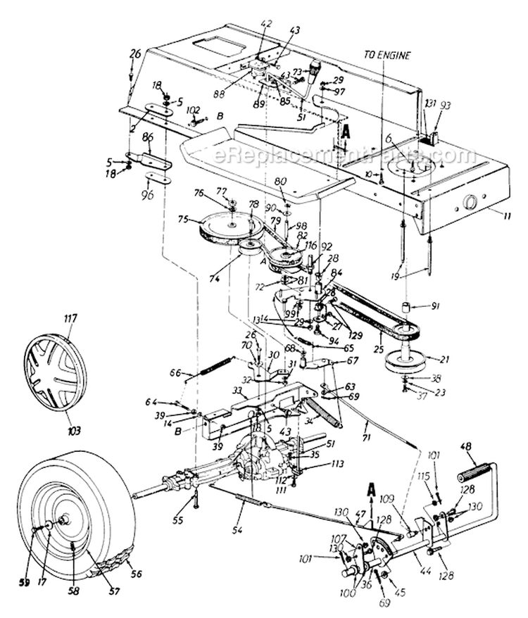 Page C Diagram and Parts List for 136M660G353 1996 MTD Lawn Tractor