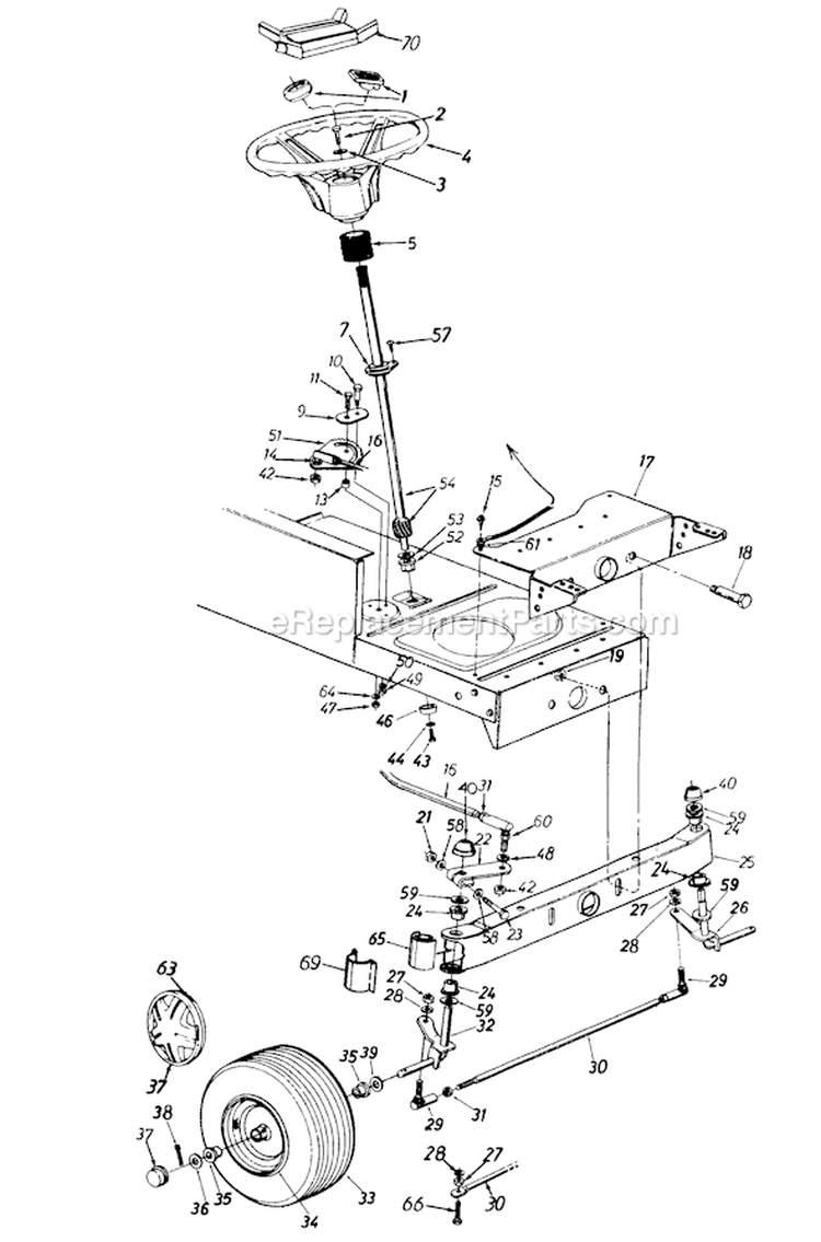 Page J Diagram and Parts List for 136M667F118 1996 MTD Lawn Tractor